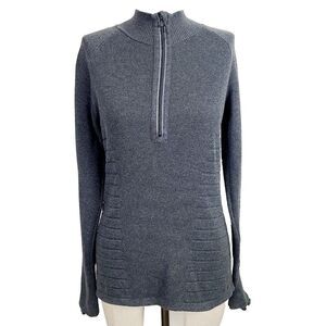 Lululemon Lightning Bold Half Zip Sweater 6 Gray Thick Knit Thumbhole Pocket Run